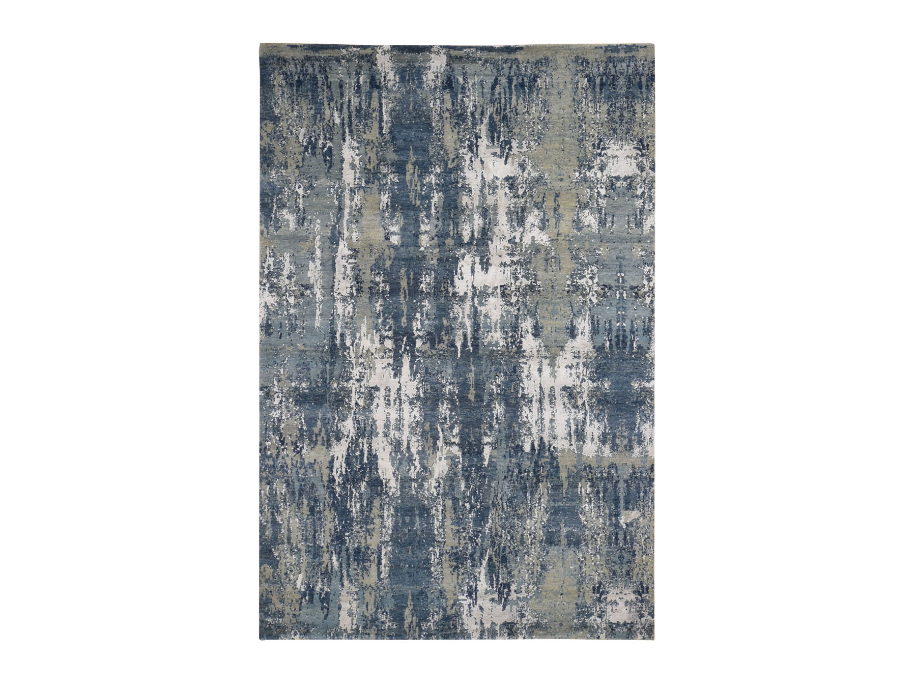 6'X9'1" Blue Abstract Design Wool And Pure Silk Hand Knotted Oriental Rug moad7790